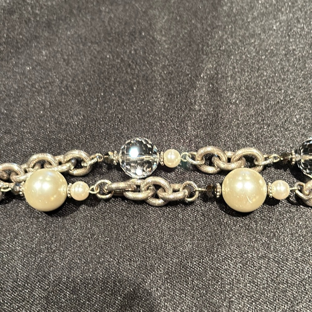 Brighton, Silvertone, pearl and crystal bracelet.